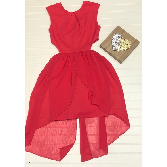 ASOS Petite Coral Pink Side Cut Outs Mini Dress - Picture 2 of 8
